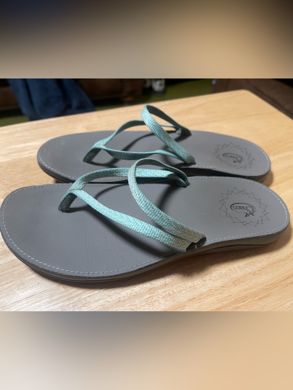 Chacos Abbey Light Blue Mint Braided Slip On Flip Flop Thong Sandals 7